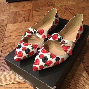 NWT J. Crew Berry-Print Tie-Front Flats Sz 6.5